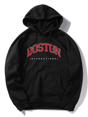 Boston Letter Print Hoodies