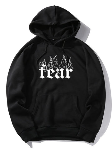 Gothic Flame Print Hoodie